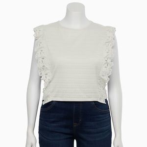 Juniors' Plus Size SO® Broderie Frill Top size 1X NWT